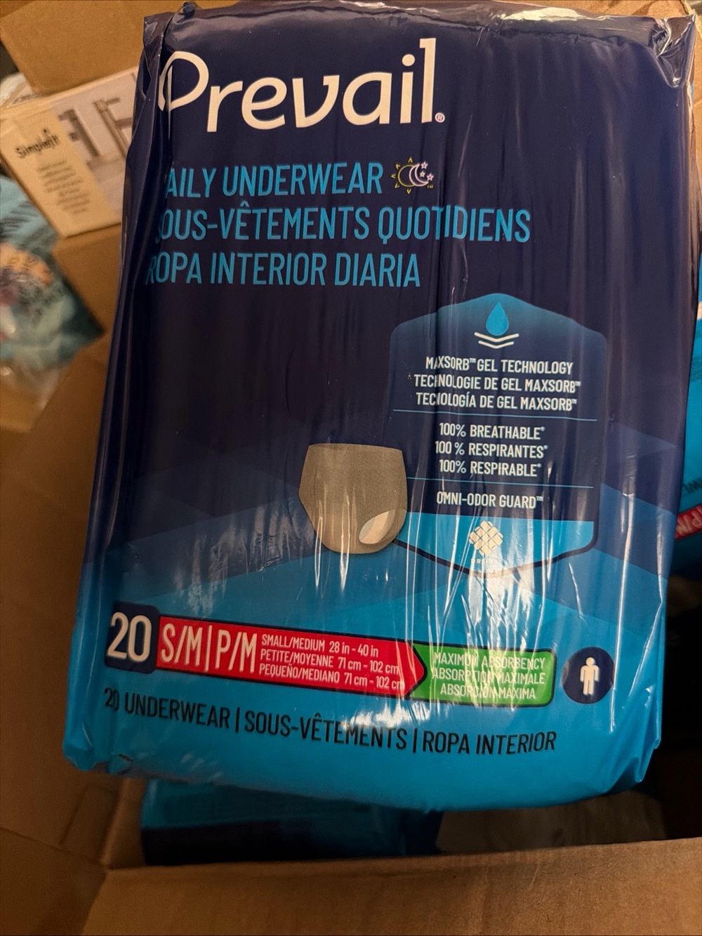 Prevail Daily Underwear for Men - Blue (Small/Medium) - 20 Count pS PM
